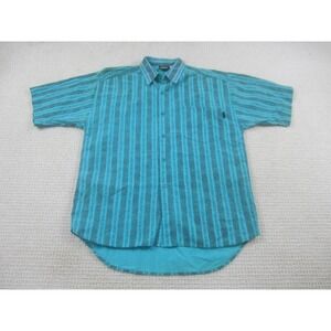 VTG‎ Permit Mens Shirt Large Green Button Down Short Sleeve Cotton